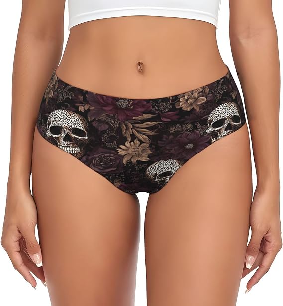 Women'S Soft Stretch Brief Underwear-Skulls Leopard - skull swimsuit