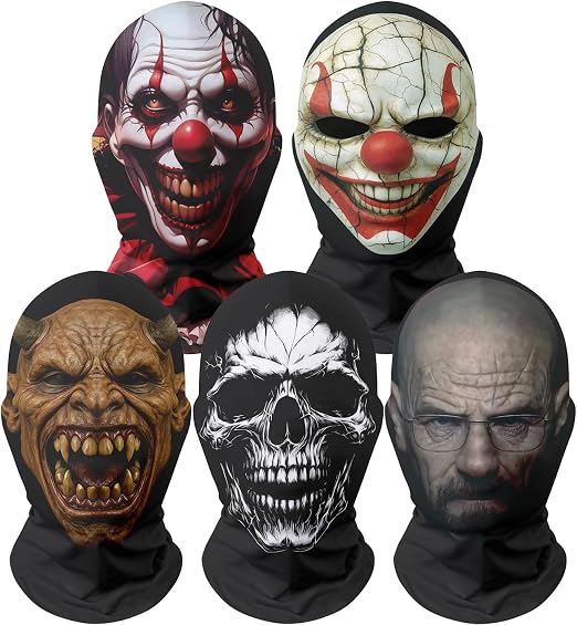 5Pack 3D Mesh Breathable Balaclava Masks Full Face Halloween Neck Gaiter - sugar skull costume