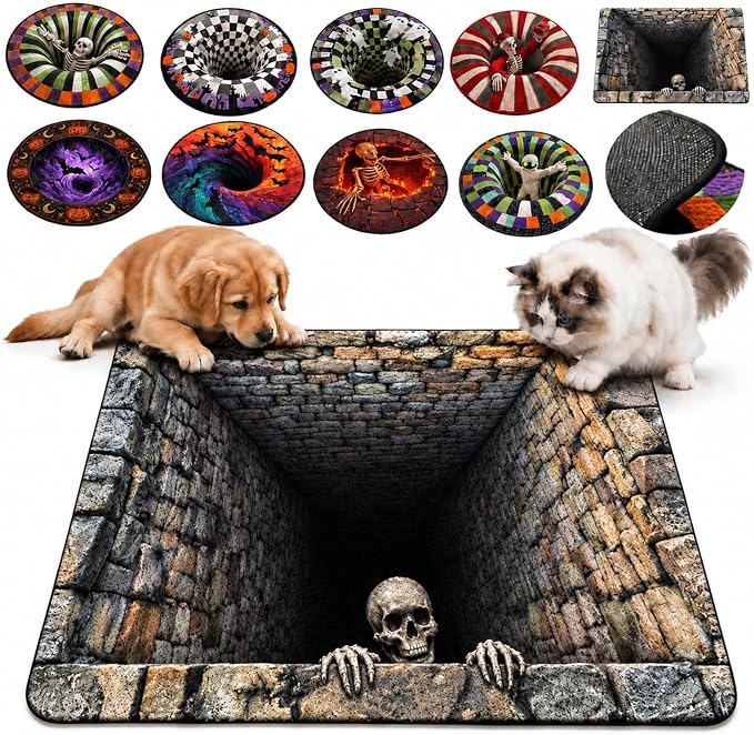 2027 New 3D Halloween Rugs, 3D Halloween Door Mat (Black) - skull carpet