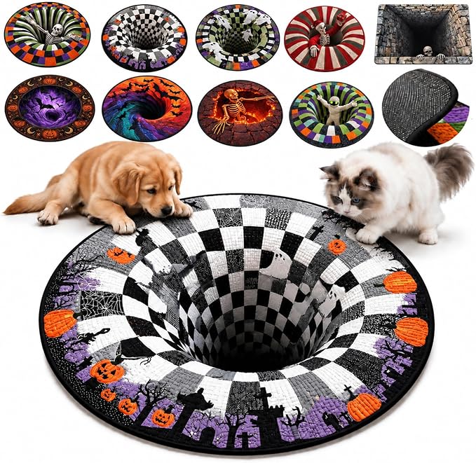 2027 New 3D Halloween Rugs, 3D Halloween Door Mat (F:31.5in) - skull carpet