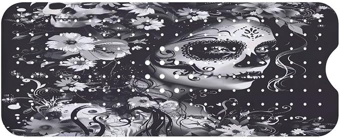 Day of The Dead Floral Women Skull Bath Tub Shower Mat Non Slip 100x40cm - skull toilet mat