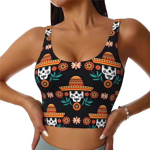 Sports Bra for Women Sleeveless Yoga Vest Women's Tops - skull leggings
