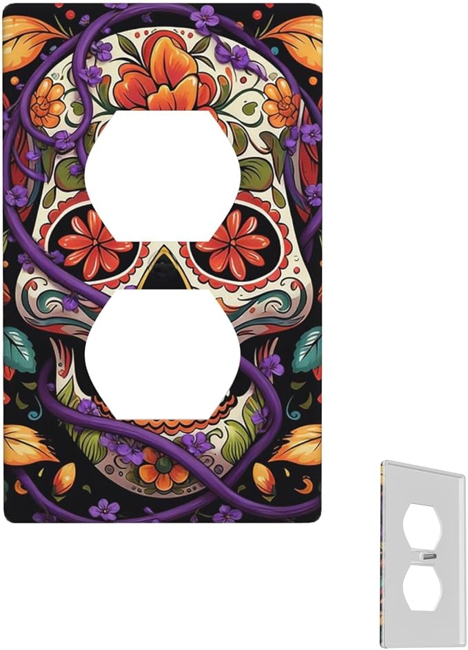 Decorative Outlet Covers, 1-Gang Standard Size Wall Plates, 4.5"" x 2.76"" - skull plate