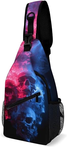 Skull Flames Crossbody Sling Backpack Chest Bag - sugar skull handbags for sale