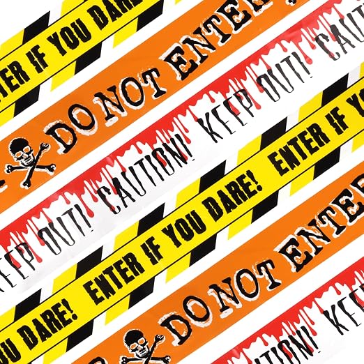 Halloween Decoration Caution Tape, Haunted House Accessories, 3 Styles - skull sticker
