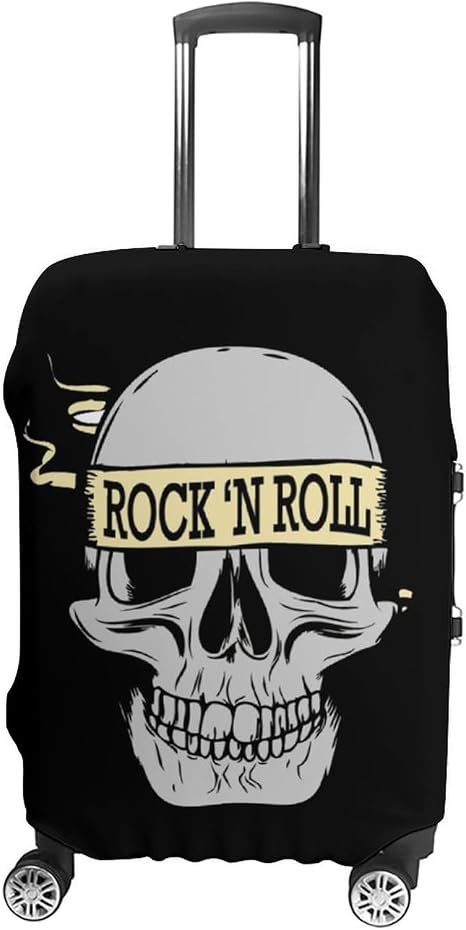 Rocks-n-roll Skull Luggage Cover Suitcase Protector Case Travel Accessories for Women Men - skull suitcase