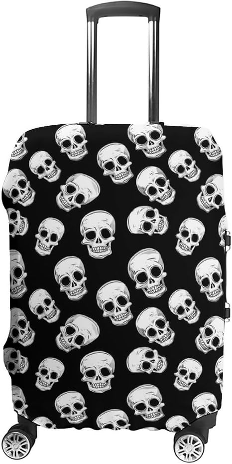 Funny Skull Luggage Cover Suitcase Protector Case Travel Accessories for Women Men - skull suitcase