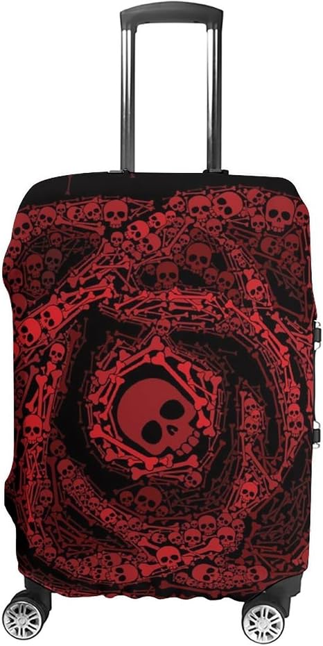 Red Rose of Skulls And Bones Luggage Cover Suitcase Protector Case Travel Accessories for Women Men - skull suitcase