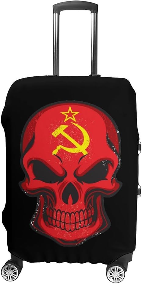 Soviet Union Skull National Flag Luggage Cover Suitcase Protector Case Travel Accessories for Women Men - skull suitcase