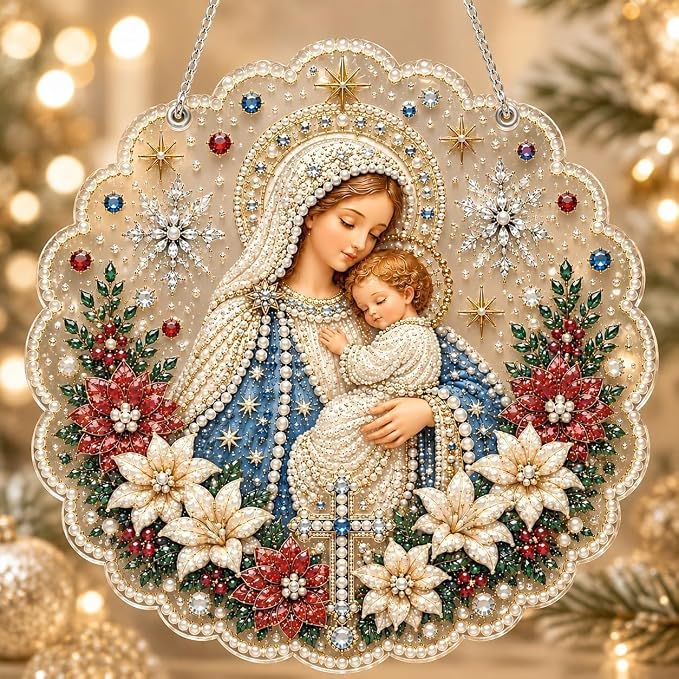 YHXYVEL Virgin Mary Baby Christmas Pearl Diamond Painting Art DIY Kit - skull painting