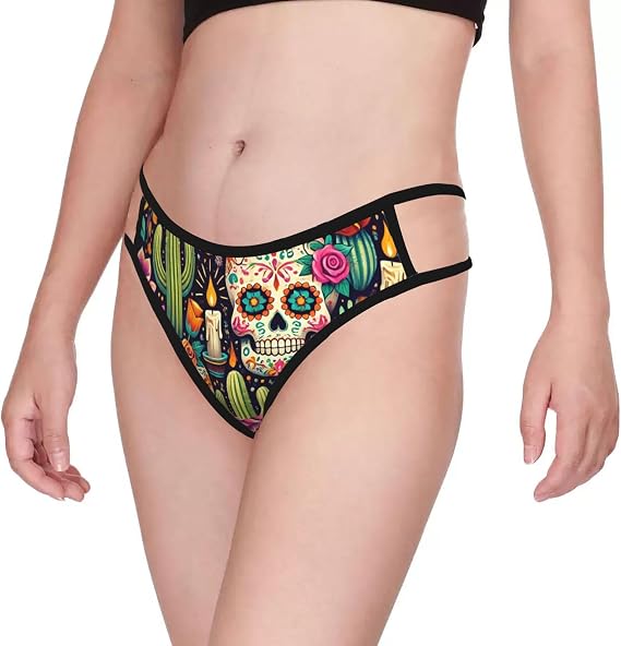 Augenstern Women'S Sugar-Skulls-Guitars Low Rise Thong Underwear - skull leggings