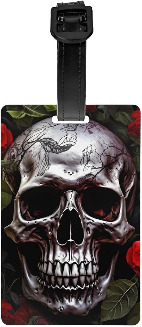 Halloween Skull 2 Pack PVC Luggage Tags for Suitcases - skull suitcase