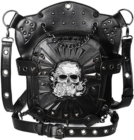 Skull Rose Gothic Crossbody Messenger Bag Waist Fanny Pack - skull suitcase