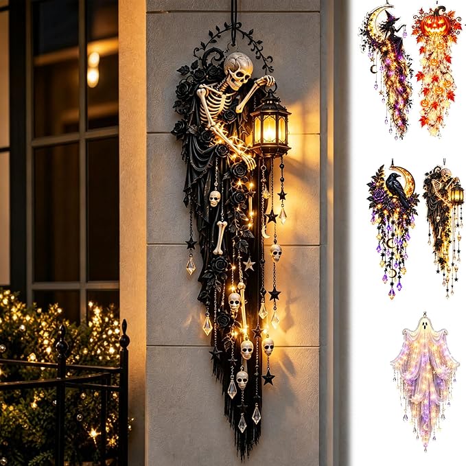 Halloween Wall Sconce Collection with Cascading Waterfall Effect，Skull