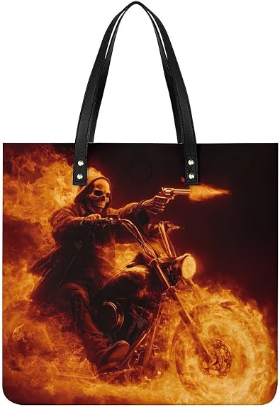 Skull Riding Motorcycle Leather Tote Bag Shoulder Bag Handbag - sugar skull handbags for sale
