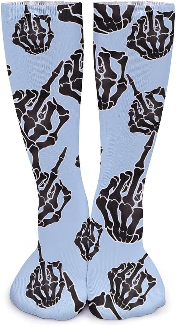 Fuck Middle Finge Skull Knee High Socks - sugar skull boots
