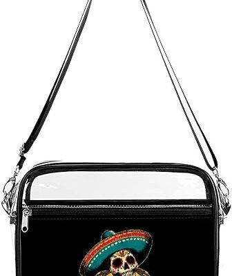 Mexico Sugar Skull Tacos Clear Crossbody Purses for Women