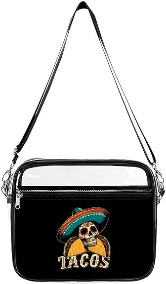 Mexico Sugar Skull Tacos Clear Crossbody Purses for Women - sugar skull handbags for sale