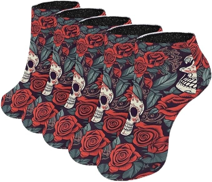 Ankle Socks Breathable Soft Low Cut Socks Sugar Skulls - sugar skull costume