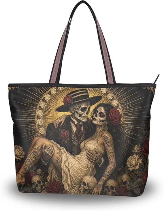 Sugar Skull Art Tote Bag for Women 18.5L Daily Use L