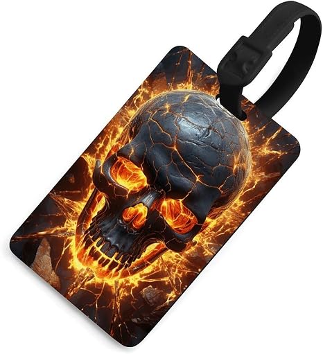 Shattering of Skull Luggage Tag with Secure Strap & Name Card - skull suitcase
