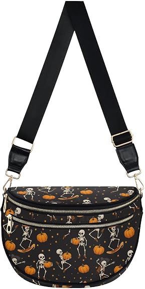 ALAZA Skull Pumpkin Star Crossbody Bag Bum Bag for Women - skull suitcase