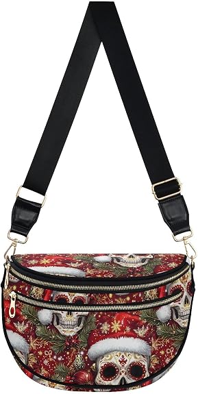 ALAZA Sugar Skull Santa Christma Crossbody Bag Bum Bag for Women