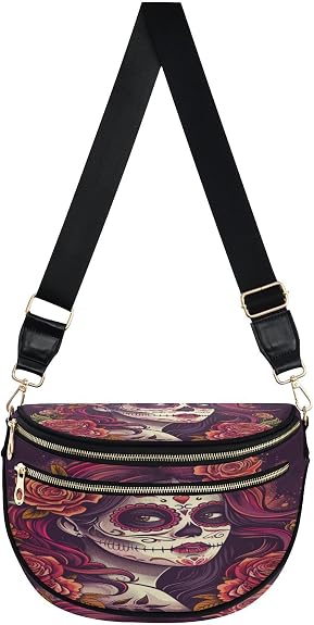 ALAZA Beautiful Sugar Skull Girl Crossbody Bag Bum Bag for Women