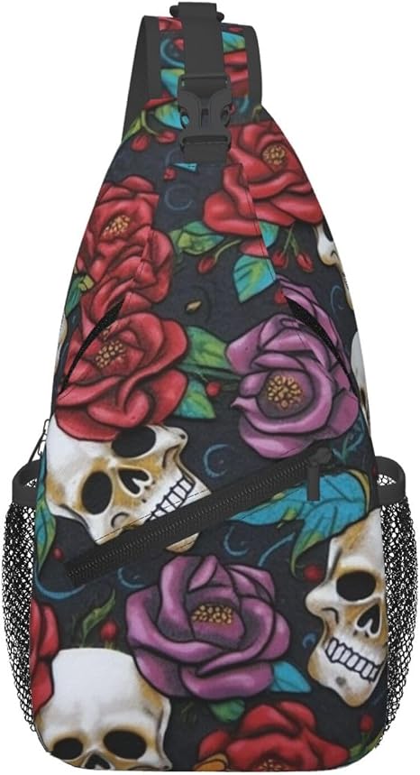 Sugar skull flowers Sling Bag for Men Women Casual Chest Bag - sugar skull handbags for sale