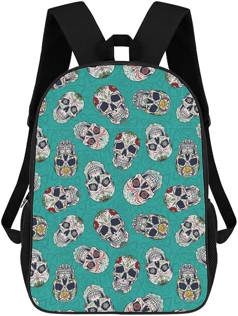 Vintage Mexican Sugar Skulls 17 Inch Laptop Backpack Large Shoulder Bag Travel Daypack for Work Hiking - sugar skull handbags for sale