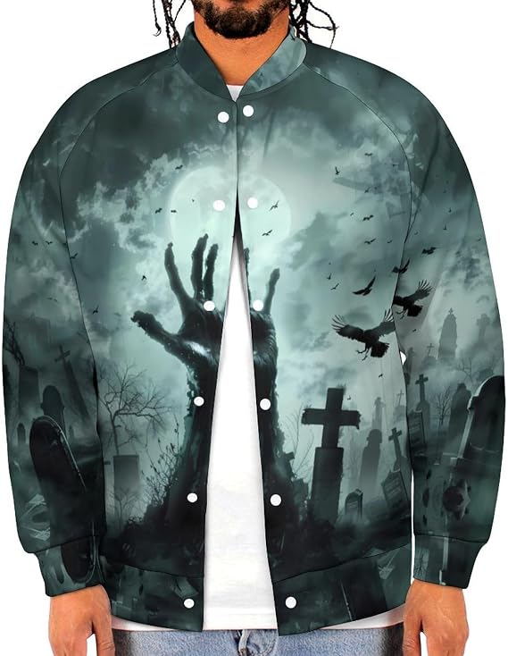 Scary Skull Head Fashion Men's Baseball Jackets Coat 6X-Large - skull jacket