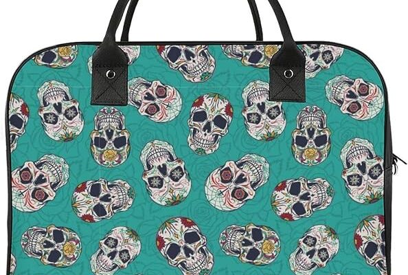 Vintage Mexican Sugar Skulls Travel Handbag Tote Bag Large Duffel Weekender for Women Men