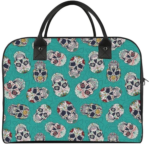 Vintage Mexican Sugar Skulls Travel Handbag Tote Bag Large Duffel Weekender for Women Men - sugar skull handbags for sale