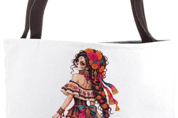 Dia De Los Muertos La Catrina Floral Sugar Skull Mexican Tote Bag