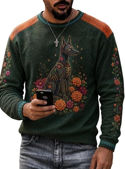 Sugar Skull Sweatshirt for Men Women, Day Of The Dead Crewneck Pullover 3 - skull sweatshirts