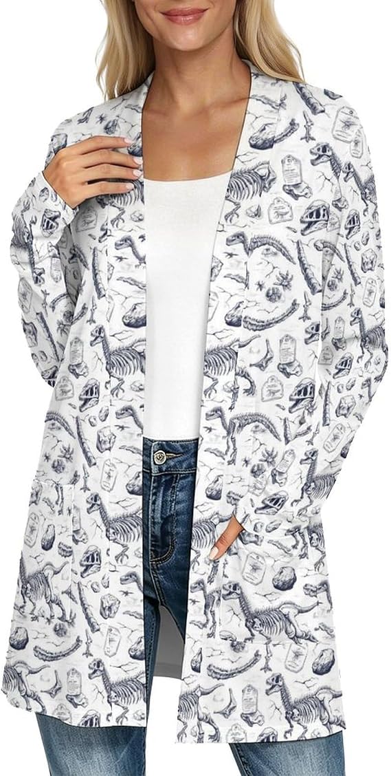 Long Cardigans for Women Trendy Open Front Lightweight Casual - skull jacket