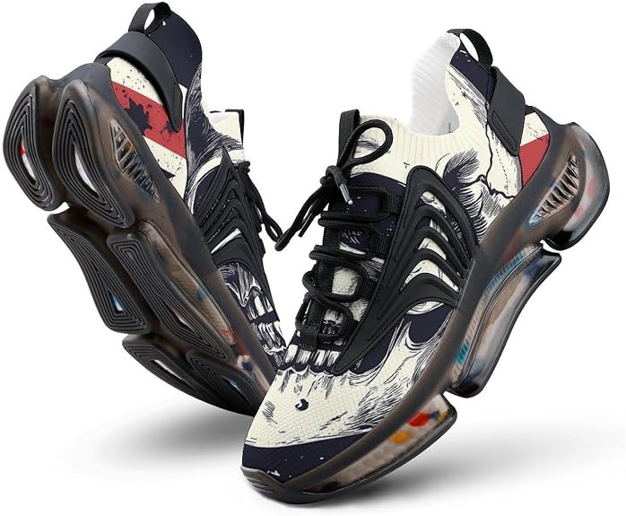 Skull with British Flag Men‘s Running Shoes Non-Slip Lightweight Elastic Sneakers - sugar skull boots