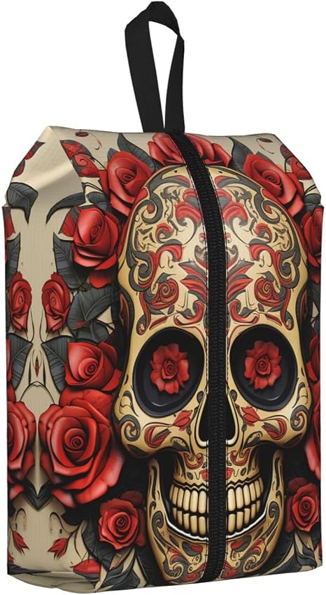 Large Shoe Bags For Travel Waterproof Zipper Travel Shoe Bag With Handle - sugar skull boots