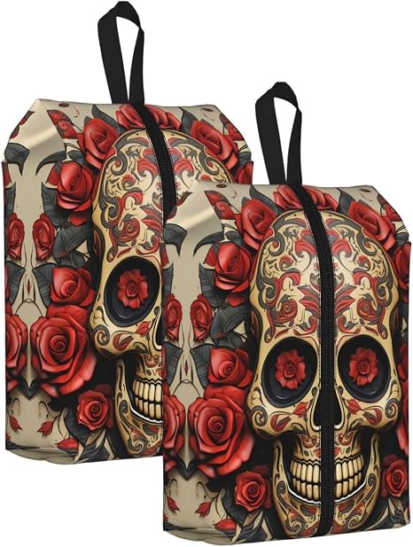 Large Shoe Bags For Travel Waterproof Zipper Travel Shoe Bag With Handle - sugar skull costume