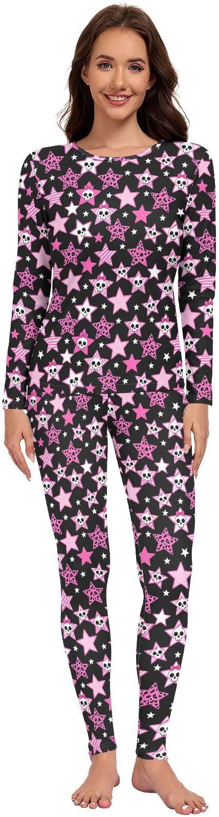 Women's Thermal Underwear Sets Long Johns Set Star Skull Bow - skull swimsuit