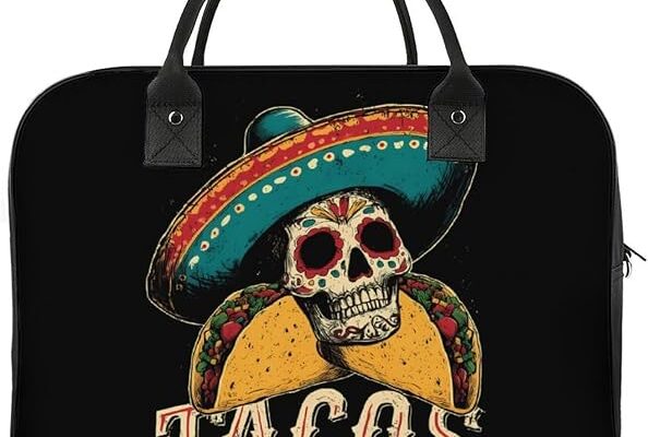 Mexico Sugar Skull Tacos Tote Bag Crossbody Travel Handbag