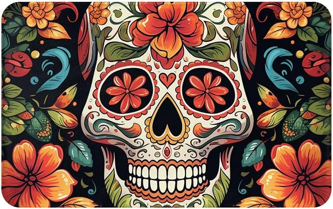 Front Door Mat,Absorbent Indoor Outdoor Doormat Welcome Floor Mat,20"x31.5" - skull floor mat