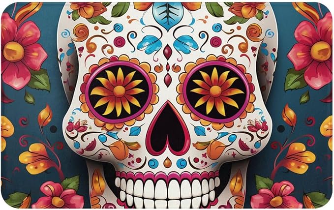 Front Door Mat,Absorbent Indoor Outdoor Doormat Welcome Floor Mat,20"x31.5" - skull floor mat