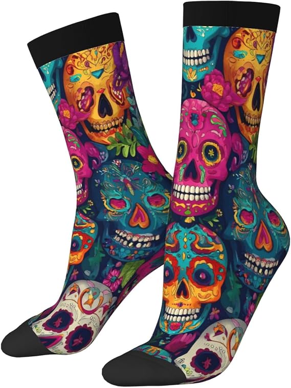 Funny Socks For Men Women,Crazy Colorful Novelty,Sugar Skull2 - sugar skull costume