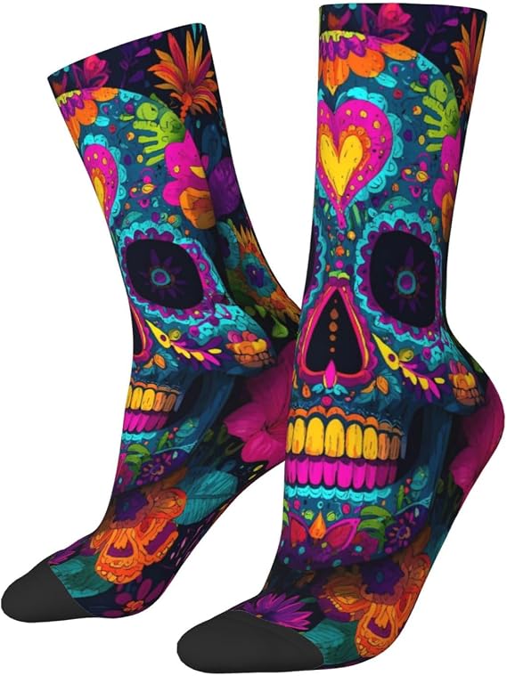 Funny Socks For Men Women,Crazy Colorful Novelty,Sugar Skull1 - sugar skull costume
