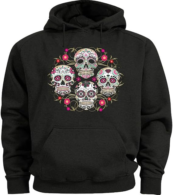Big and Tall Hoodies Sugar Skulls Day of the Dead Halloween Clothing Apparel - skull hoodie