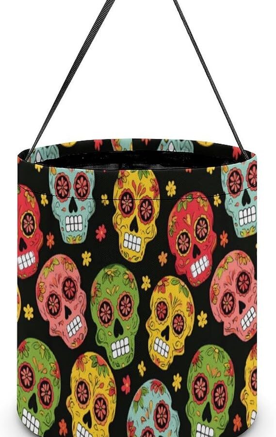Sugar Skull Day Of The Dead Halloween Tote Bag Candy Bucket Handbags - sugar skull handbags for sale