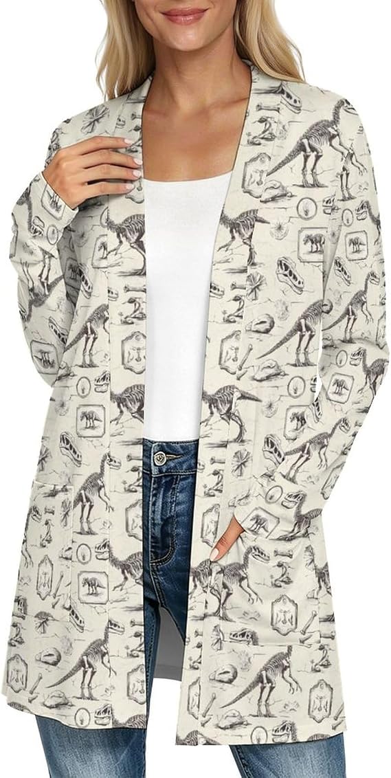 Long Cardigans for Women Trendy Open Front Lightweight Casual - skull jacket