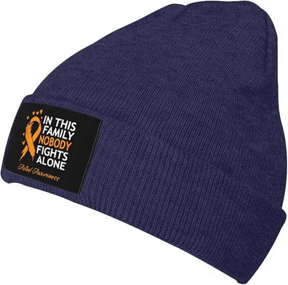 in This Family Nobody Fights Alone ADHD Awareness Warm Skull Cap - skull jacket