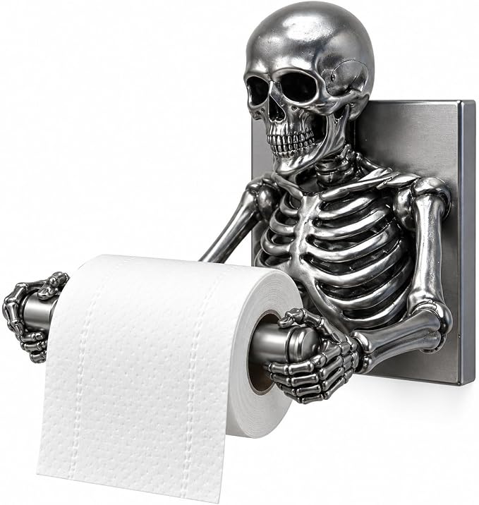 Skeleton Toilet Paper Holder, Wall-Mounted Gothic Bathroom Decor